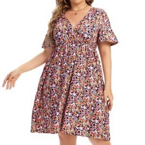 Floral Faux Wrap Dress Size 2X